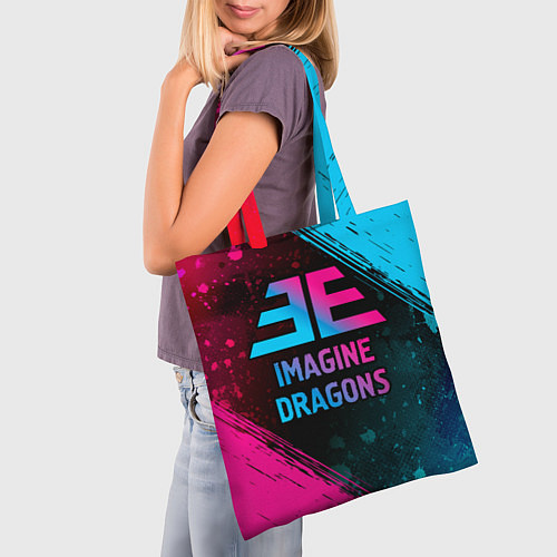 Сумка-шоппер Imagine Dragons - neon gradient / 3D-принт – фото 3