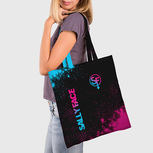 Сумка-шоппер Sally Face - neon gradient: надпись, символ / 3D-принт – фото 3