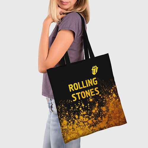 Сумка-шоппер Rolling Stones - gold gradient: символ сверху / 3D-принт – фото 3