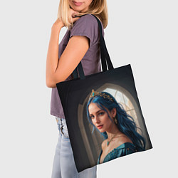 Сумка-шопер Девушка принцесса с синими волосами, цвет: 3D-принт — фото 2
