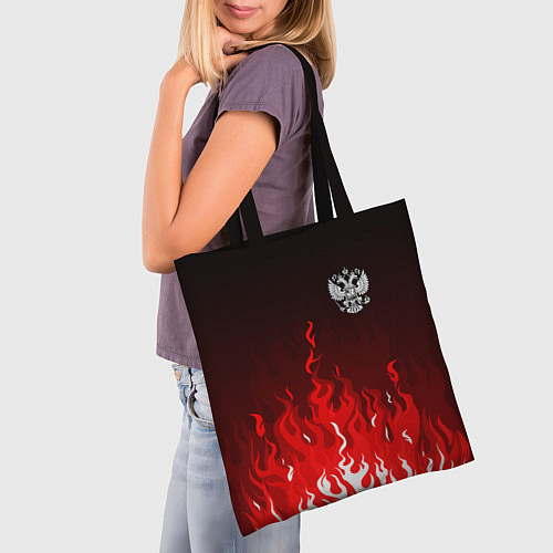 Сумка-шоппер Герб РФ - красное пламя / 3D-принт – фото 3