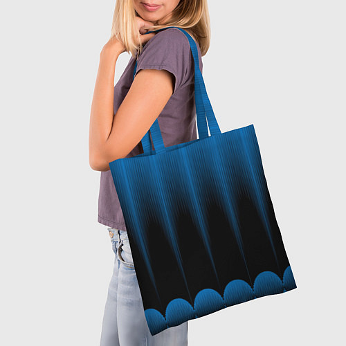Сумка-шоппер Сине-черный градиент в полоску / 3D-принт – фото 3