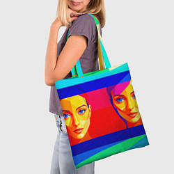 Сумка-шопер Две голубоглазые девушки в прямоугольной рамке, цвет: 3D-принт — фото 2