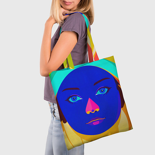 Сумка-шоппер Девушка монашка с синим лицом / 3D-принт – фото 3