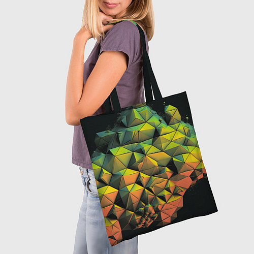 Сумка-шоппер Зеленая кубическая абстракция / 3D-принт – фото 3