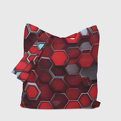 Сумка-шопер Cyber hexagon red, цвет: 3D-принт