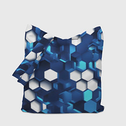 Сумка-шопер Cyber hexagon Blue, цвет: 3D-принт