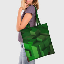 Сумка-шопер Зелёный блоковый паттерн, цвет: 3D-принт — фото 2