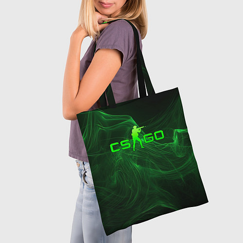 Сумка-шоппер CSGO green lines / 3D-принт – фото 3