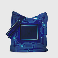 Сумка-шопер Технический синий паттерн, цвет: 3D-принт