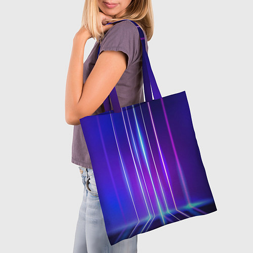 Сумка-шоппер Neon glow - vaporwave - strips / 3D-принт – фото 3
