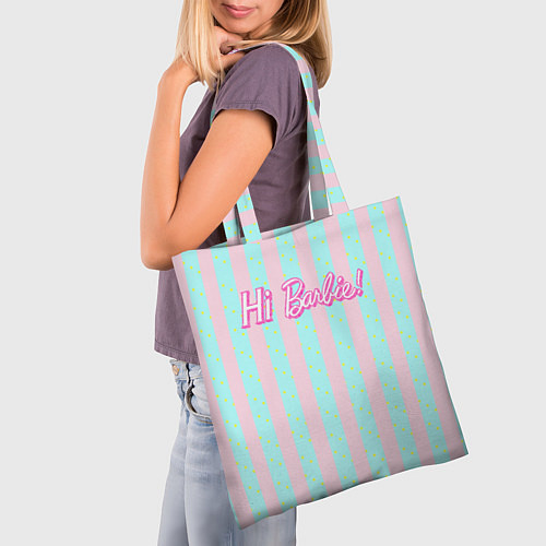 Сумка-шоппер Hi Barbie - фраза и костюм Кена / 3D-принт – фото 3