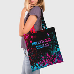 Сумка-шопер Hollywood Undead - neon gradient: символ сверху, цвет: 3D-принт — фото 2