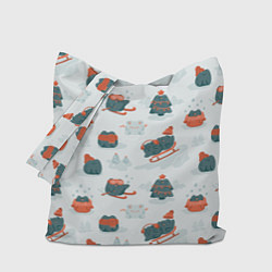 Сумка-шопер Зимние веселые лягушки, цвет: 3D-принт