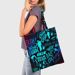 Сумка-шопер Billie Eilish neon pattern, цвет: 3D-принт — фото 2