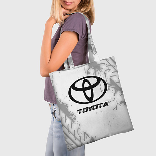 Сумка-шоппер Toyota speed на светлом фоне со следами шин / 3D-принт – фото 3