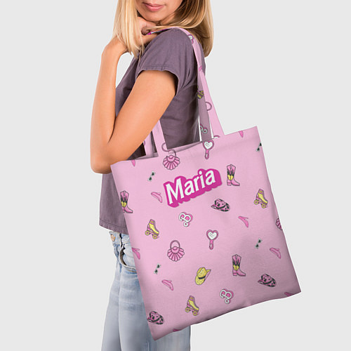 Сумка-шоппер Имя Мария в стиле барби - розовый паттерн аксессуа / 3D-принт – фото 3