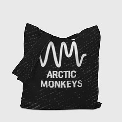 Сумка-шопер Arctic Monkeys glitch на темном фоне, цвет: 3D-принт