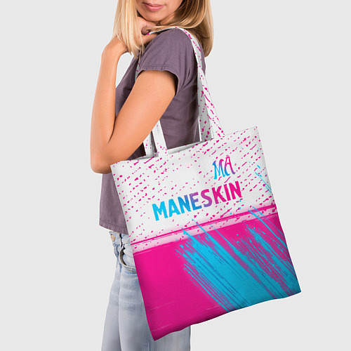 Сумка-шоппер Maneskin neon gradient style: символ сверху / 3D-принт – фото 3