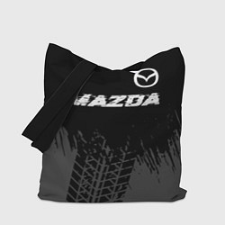 Сумка-шоппер Mazda speed на темном фоне со следами шин: символ