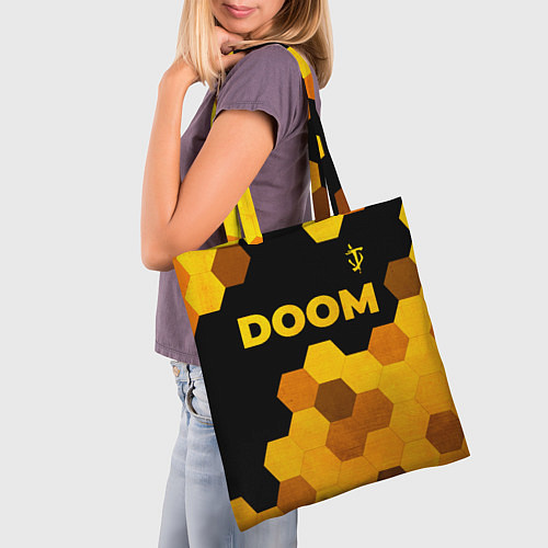 Сумка-шоппер Doom - gold gradient: символ сверху / 3D-принт – фото 3