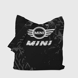 Сумка-шопер Mini speed на темном фоне со следами шин, цвет: 3D-принт