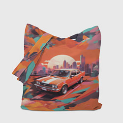 Сумка-шопер Автомобиль в оранжевом цвете, цвет: 3D-принт