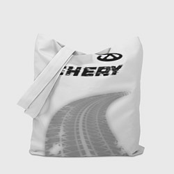 Сумка-шоппер Chery speed на светлом фоне со следами шин посеред