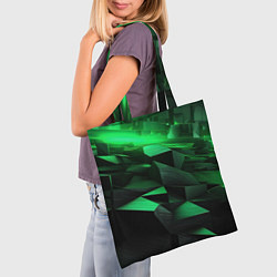 Сумка-шопер Зеленые квадратные плиты, цвет: 3D-принт — фото 2