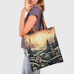Сумка-шопер Зимний предновогодний пейзаж, цвет: 3D-принт — фото 2