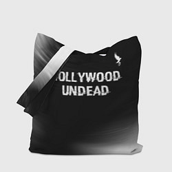 Сумка-шопер Hollywood Undead glitch на темном фоне посередине, цвет: 3D-принт