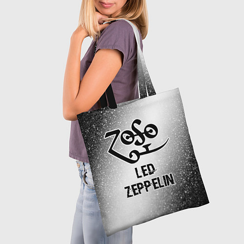 Сумка-шоппер Led Zeppelin glitch на светлом фоне / 3D-принт – фото 3