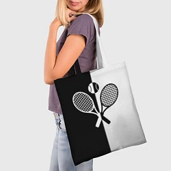 Сумка-шопер Теннис - чёрно белое, цвет: 3D-принт — фото 2