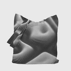 Сумка-шопер Чёрно белый точечный абстрактный фон, цвет: 3D-принт