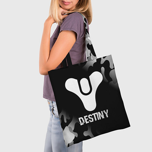 Сумка-шоппер Destiny glitch на темном фоне / 3D-принт – фото 3