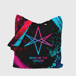 Сумка-шопер Bring Me the Horizon - neon gradient, цвет: 3D-принт