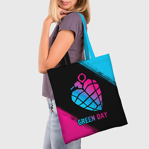 Сумка-шоппер Green Day - neon gradient / 3D-принт – фото 3