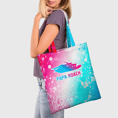Сумка-шоппер Papa Roach neon gradient style / 3D-принт – фото 3