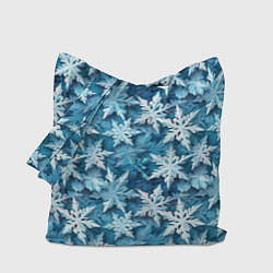Сумка-шопер New Years pattern with snowflakes, цвет: 3D-принт