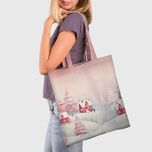 Сумка-шоппер Снежное сияние ночи / 3D-принт – фото 3