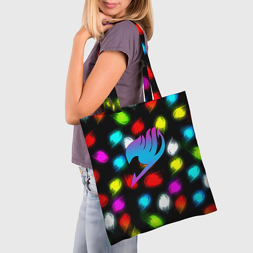 Сумка-шоппер Fairy Tail неоновые лого / 3D-принт – фото 3
