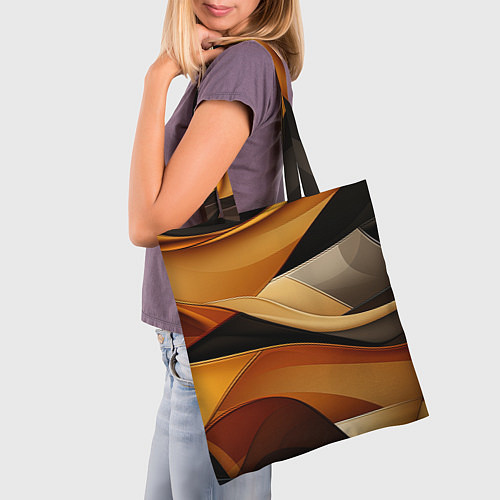 Сумка-шоппер Желтая и черная абстракция / 3D-принт – фото 3