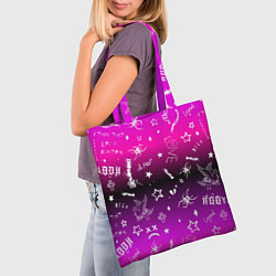 Сумка-шопер Тату Лил Пипа на фиолетовом, цвет: 3D-принт — фото 2