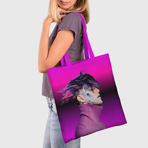 Сумка-шоппер Lil Peep фиолетовый лук / 3D-принт – фото 3