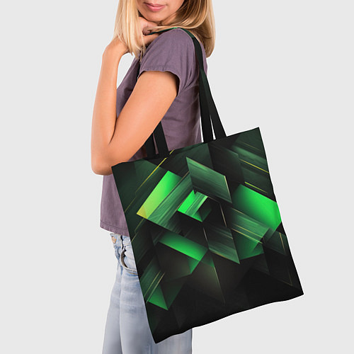 Сумка-шоппер Асимметричный узор зелени / 3D-принт – фото 3