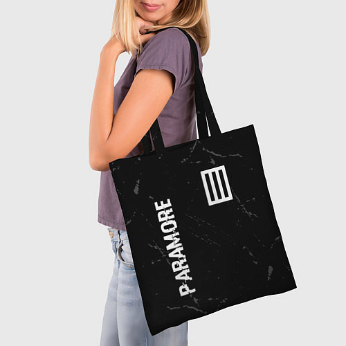 Сумка-шоппер Paramore glitch на темном фоне вертикально / 3D-принт – фото 3