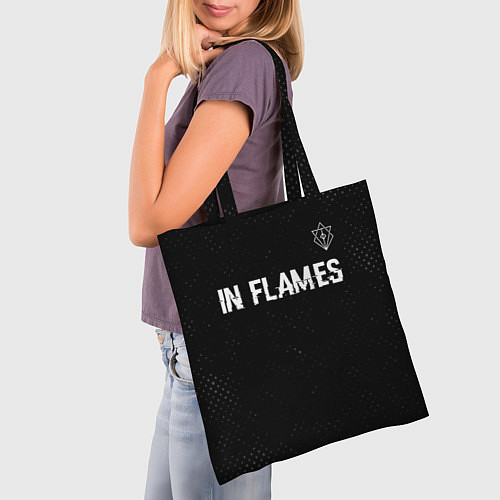 Сумка-шоппер In Flames glitch на темном фоне посередине / 3D-принт – фото 3