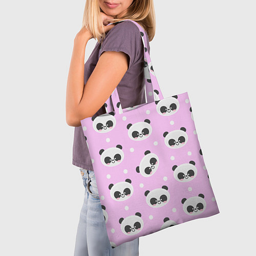 Сумка-шоппер Милая улыбающаяся панда / 3D-принт – фото 3