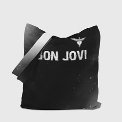 Сумка-шопер Bon Jovi glitch на темном фоне посередине, цвет: 3D-принт