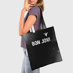 Сумка-шопер Bon Jovi glitch на темном фоне посередине, цвет: 3D-принт — фото 2